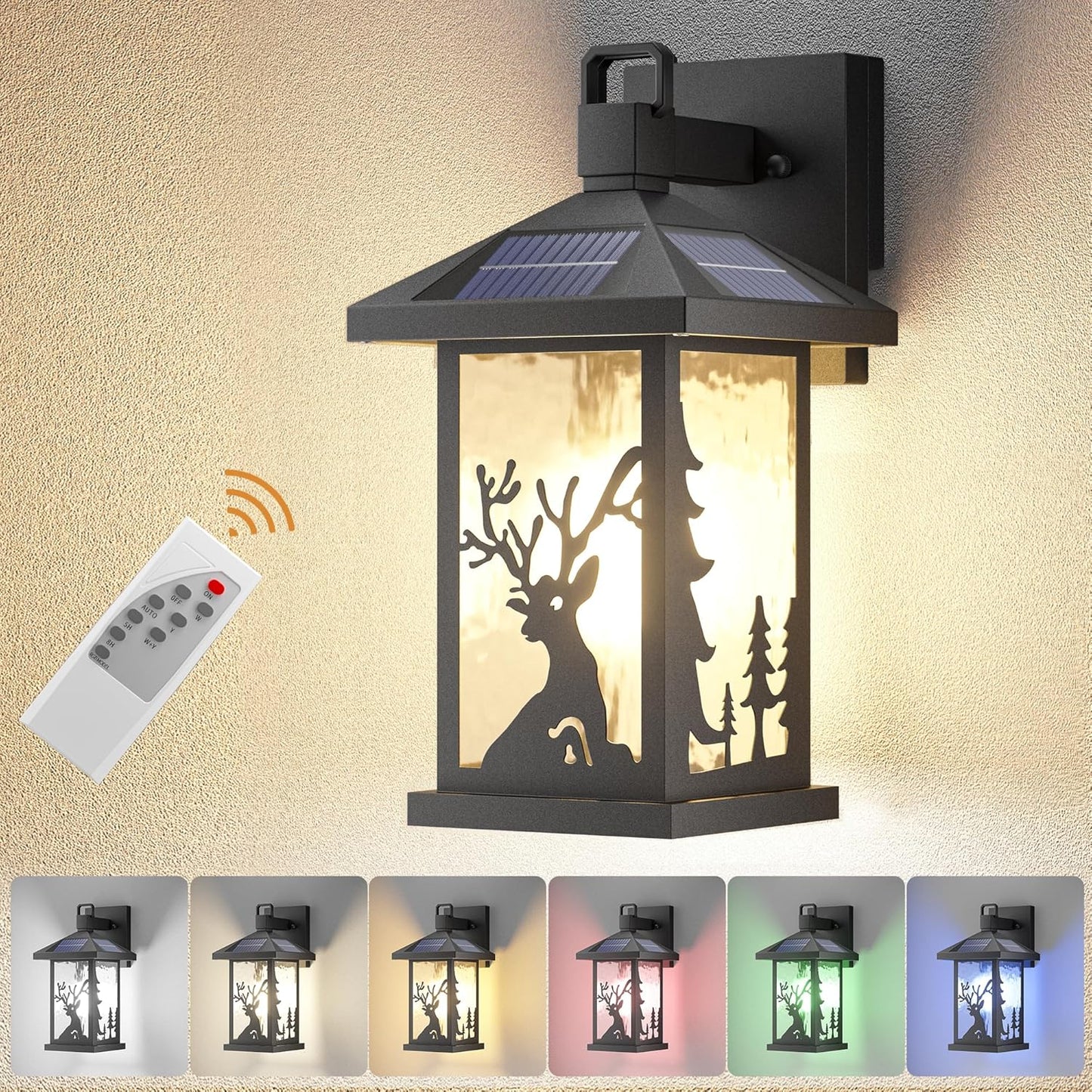 WildLodge Outdoor Porch Light - Deer Design, Motion Sensor, Dusk to Dawn - Rustic deer design porch lights Readi Gear