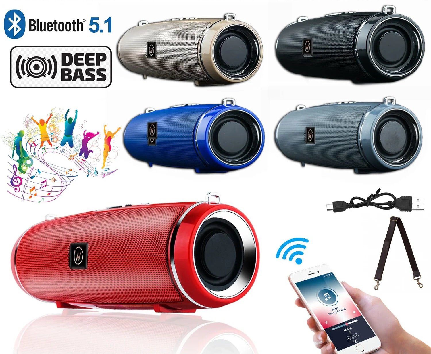 BassBlaster 5.1 Bluetooth Speaker - Waterproof Outdoor Stereo Sound - Waterproof Bluetooth Speaker Readi Gear