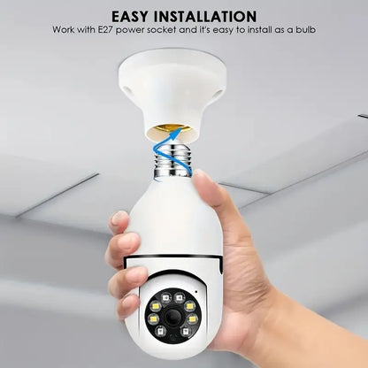 360° Smart Light Bulb Security Camera - 1080P, Wireless, IR Night Vision
