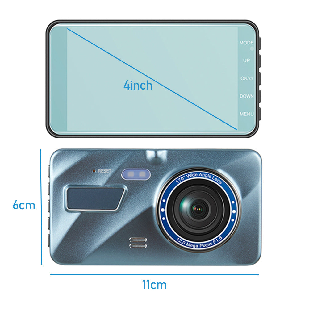 4” HD Touch Screen Dual Lens Dash Cam Recorder – Front & Rear Night Vision - Dash camera Readi Gear