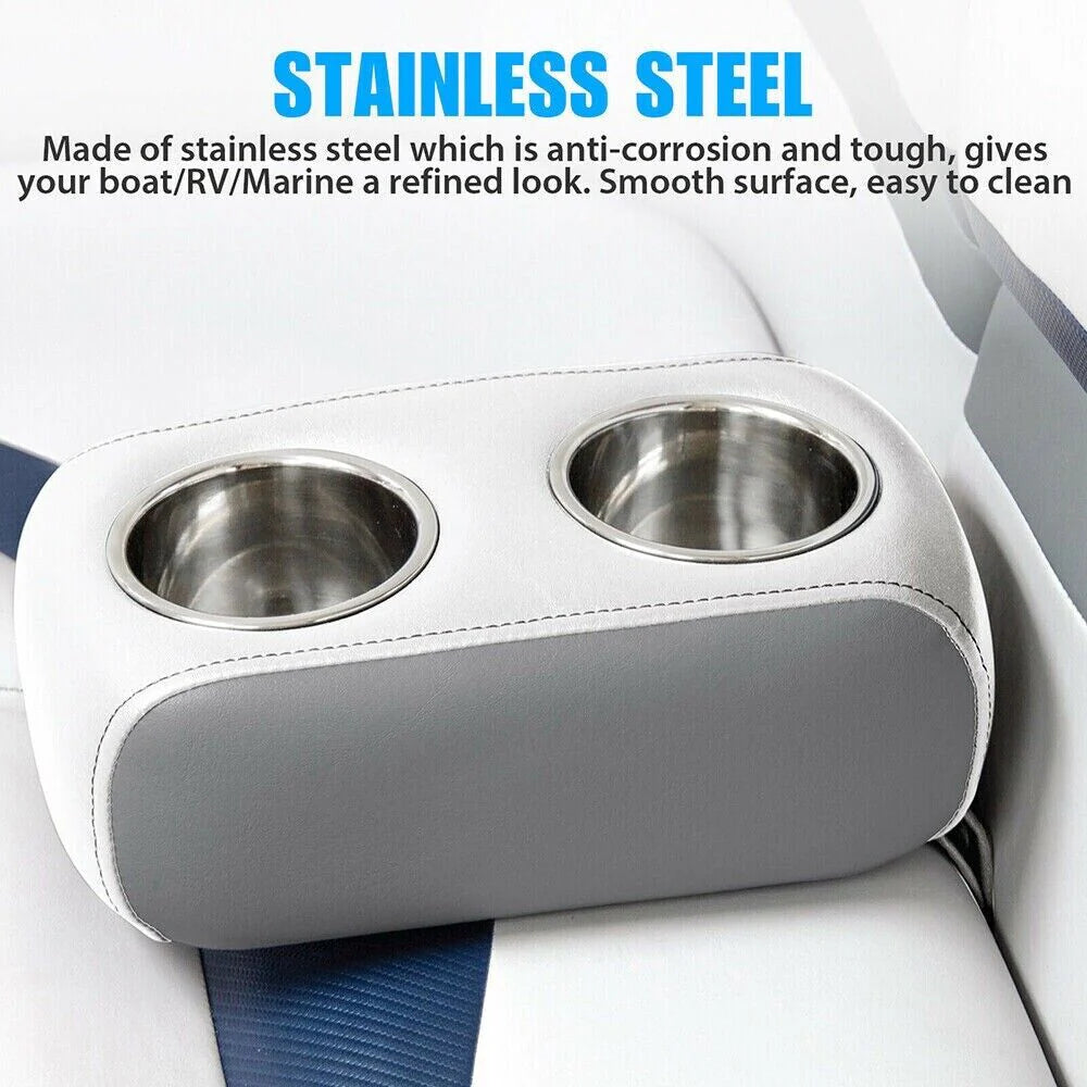 Universal Stainless Steel Cup Holder - Car, Boat, RV, Truck, Marine (2 Pack) - Stainless steel cup holder Readi Gear