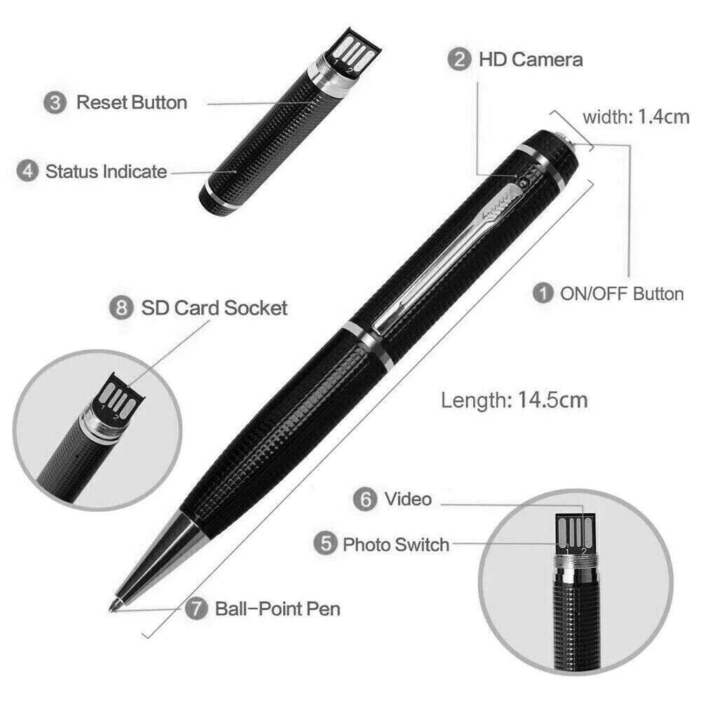 StealthPen 1080P HD Hidden Camera - Mini Spy Video Recorder & USB - Hidden Camera Pen Readi Gear