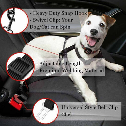 PetSecure Adjustable Seatbelt Harness – Car Safety Lead (2 Pack) - Pet seatbelt harness Readi Gear