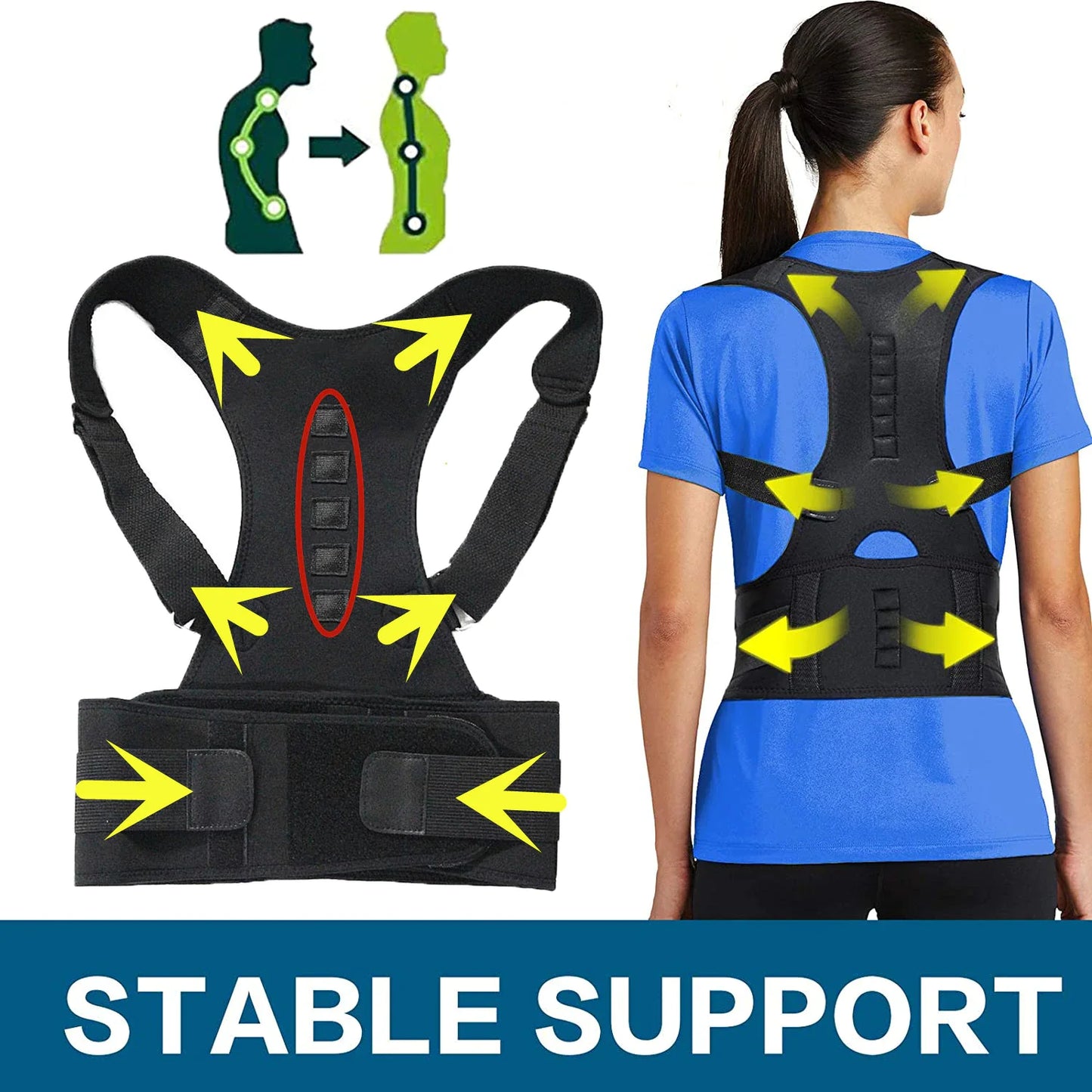 AlignPro Magnetic Posture Corrector - Adjustable Back Support Brace - Readi Gear