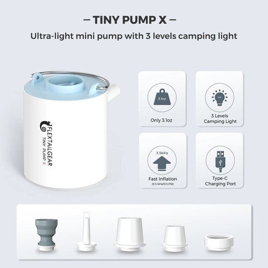 Ultra-Compact Air Pump & Camping Light, USB Rechargeable - Mini air pump Readi Gear