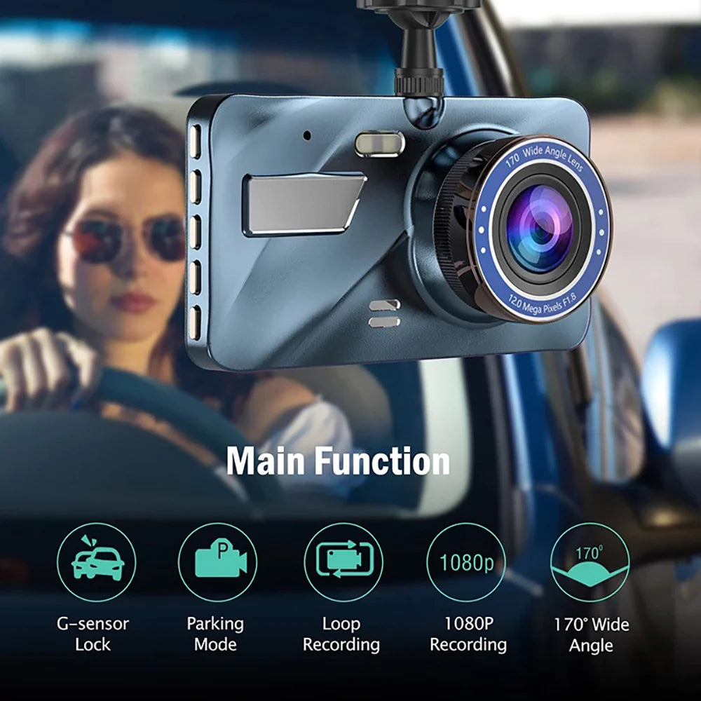 4” HD Touch Screen Dual Lens Dash Cam Recorder – Front & Rear Night Vision - Dash camera Readi Gear