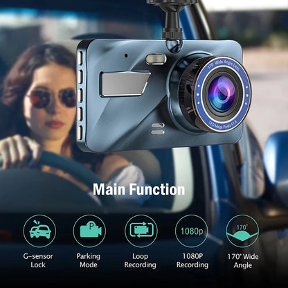 4” HD Touch Screen Dual Lens Dash Cam Recorder – Front & Rear Night Vision - Dash camera Readi Gear