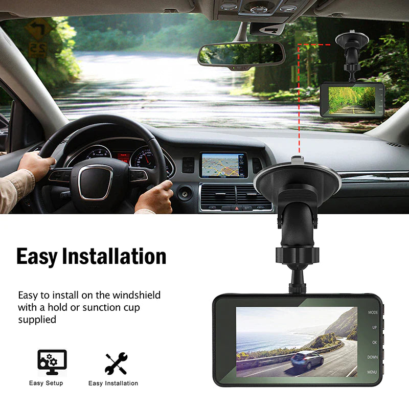 4” HD Touch Screen Dual Lens Dash Cam Recorder – Front & Rear Night Vision - Dash camera Readi Gear