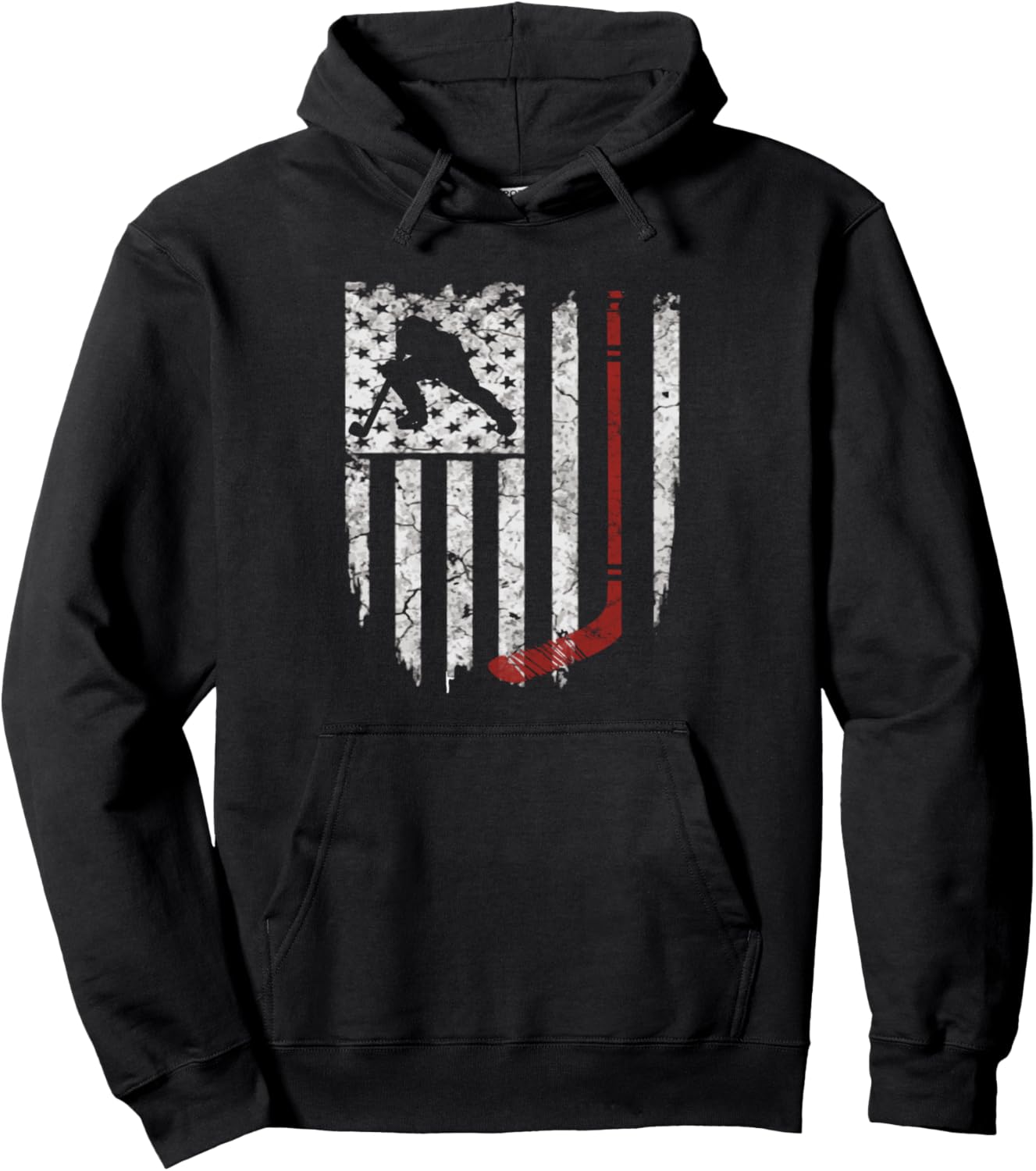 Hockey USA Flag Hoodie - Men’s Classic Pullover Sweatshirt - Hockey USA Hoodie Readi Gear