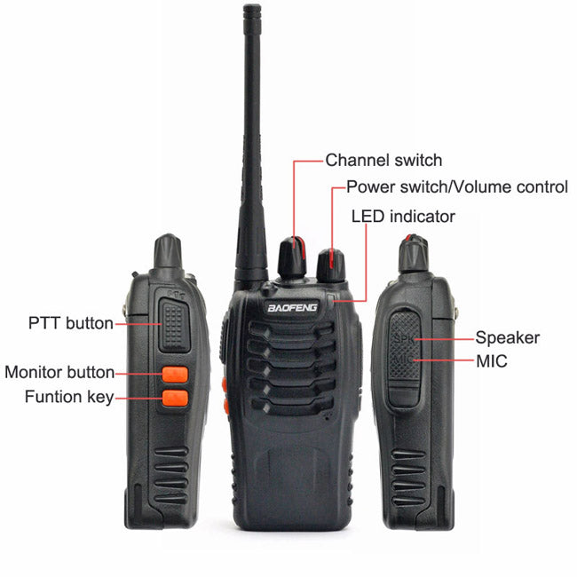 Baofeng BF-888S Walkie Talkie 2-Pack - UHF 400-470MHz, 16 Channels, Earpiece - Baofeng BF-888S Walkie Talkie 2-Pack - UHF 400-470MHz, 16 Channels, Earpiece Readi Gear