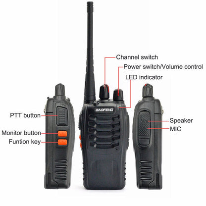 Baofeng BF-888S Walkie Talkie 2-Pack - UHF 400-470MHz, 16 Channels, Earpiece - Baofeng BF-888S Walkie Talkie 2-Pack - UHF 400-470MHz, 16 Channels, Earpiece Readi Gear