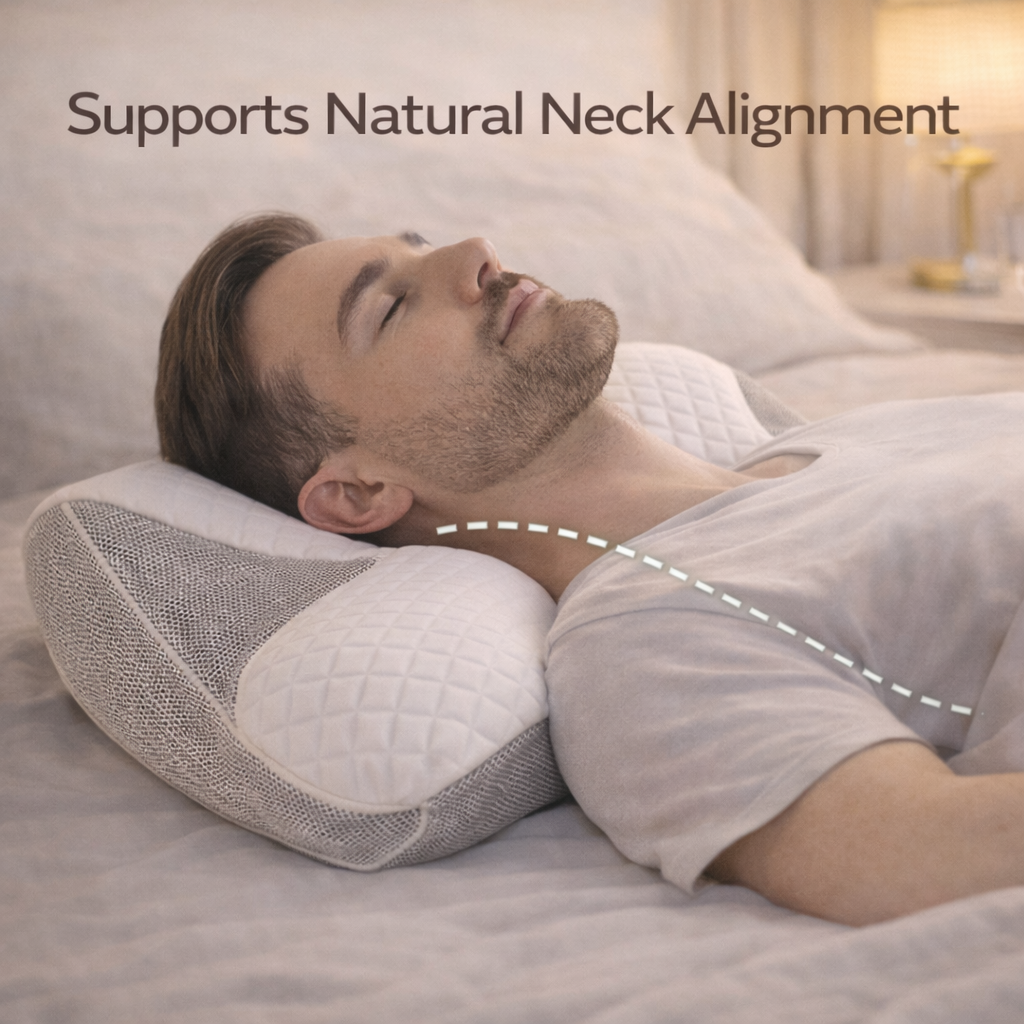 OrthoSleep Memory Foam Neck Pillow – Cervical Support for Pain Relief