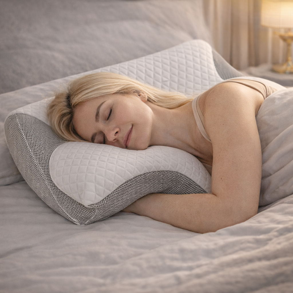 OrthoSleep Memory Foam Neck Pillow – Cervical Support for Pain Relief