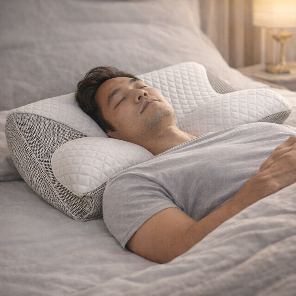 OrthoSleep Memory Foam Neck Pillow – Cervical Support for Pain Relief