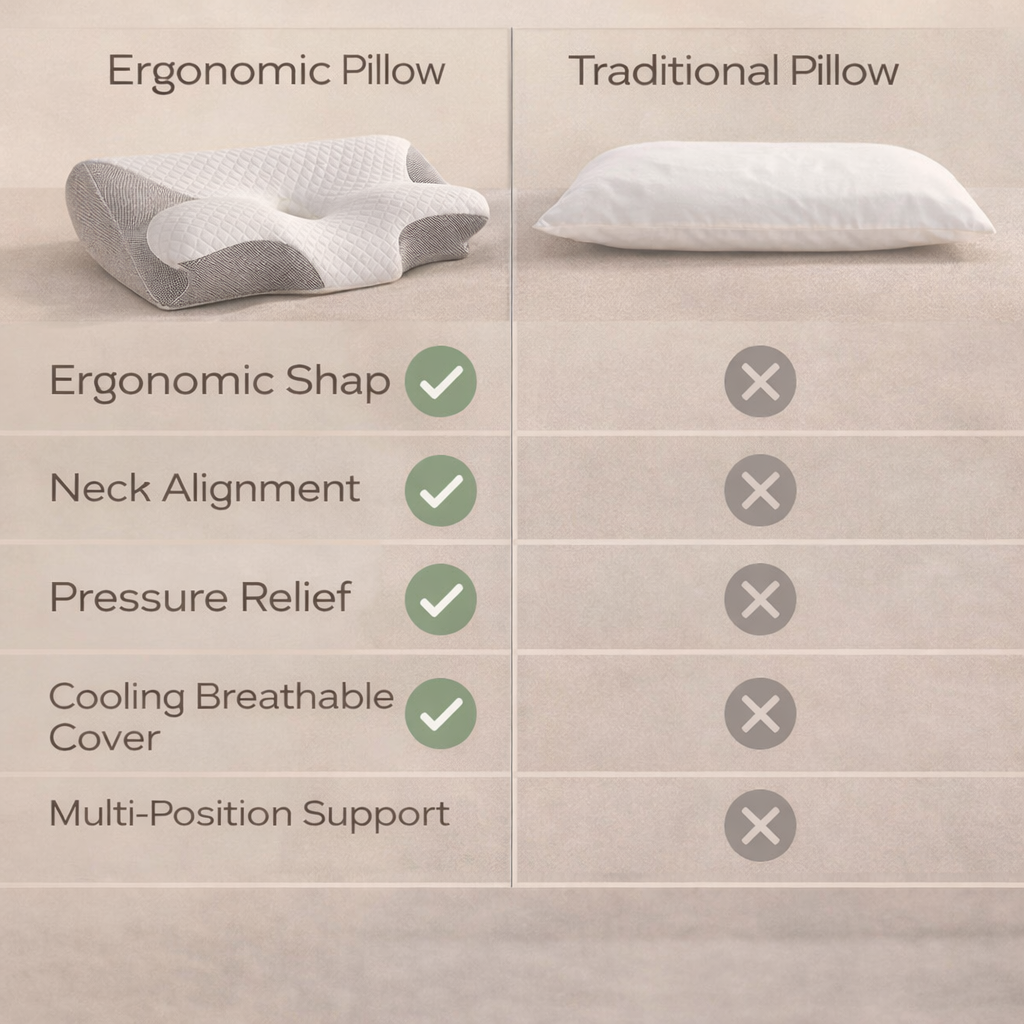 OrthoSleep Memory Foam Neck Pillow – Cervical Support for Pain Relief