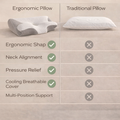 OrthoSleep Memory Foam Neck Pillow – Cervical Support for Pain Relief
