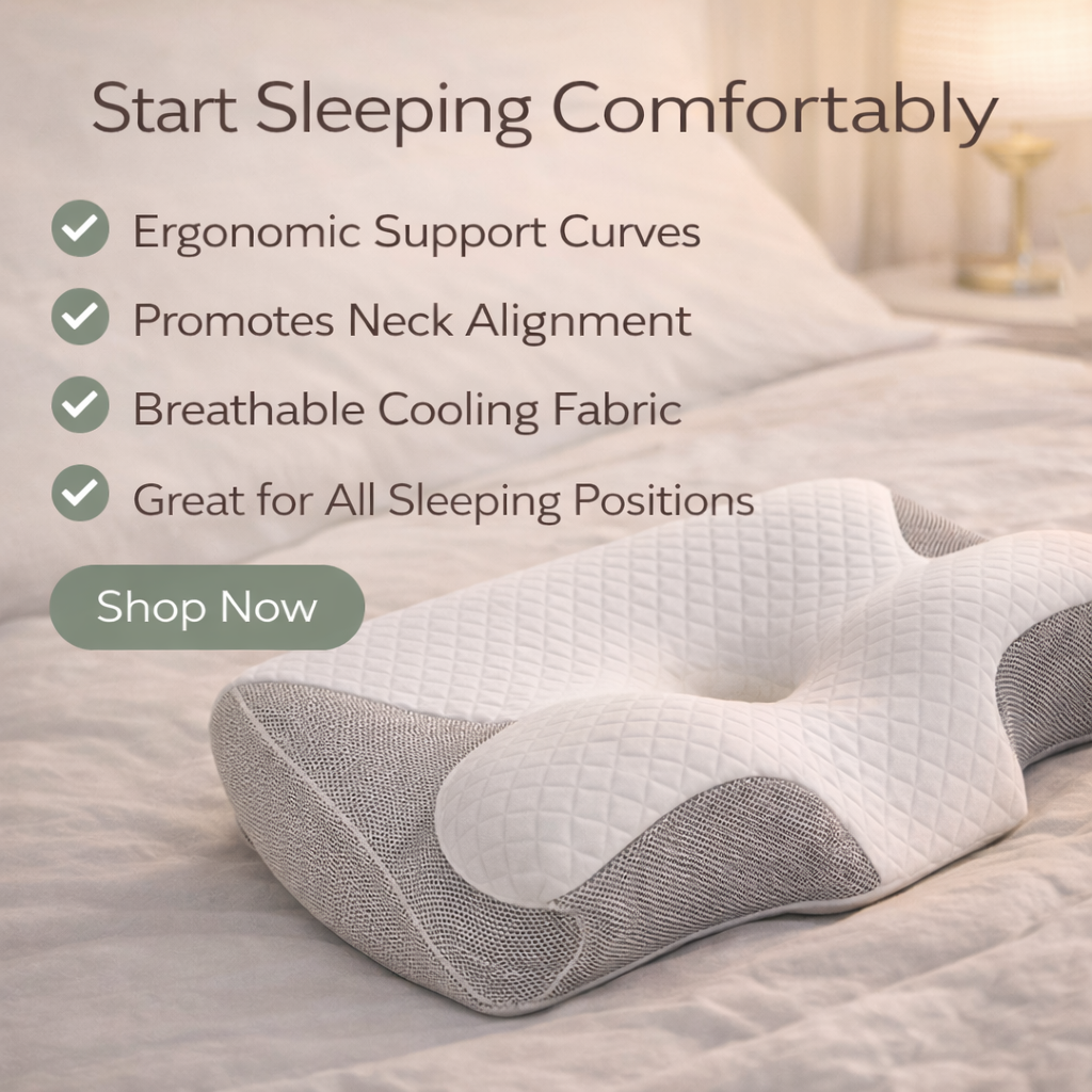 OrthoSleep Memory Foam Neck Pillow – Cervical Support for Pain Relief