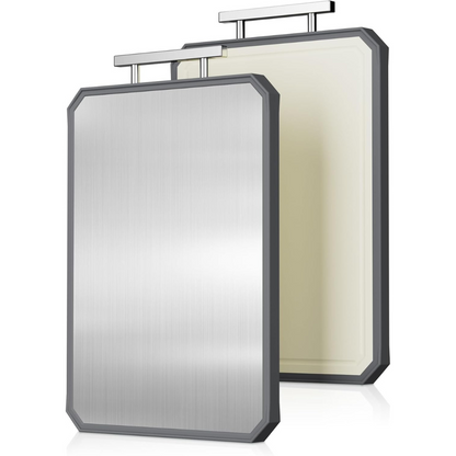 BPA-Free Stainless Steel Cutting Board – Eco-Friendly Wheat Straw Side