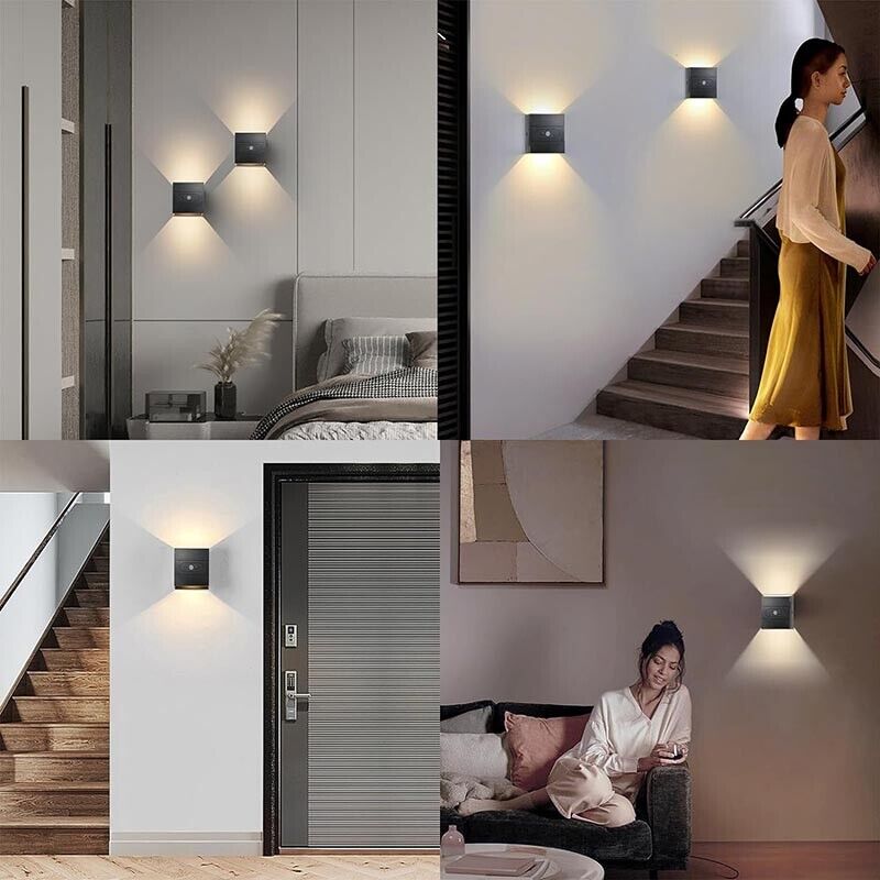 Motion Activated Wall Sconce – Battery Powered, USB Charging, Dimmable - 2 Pack