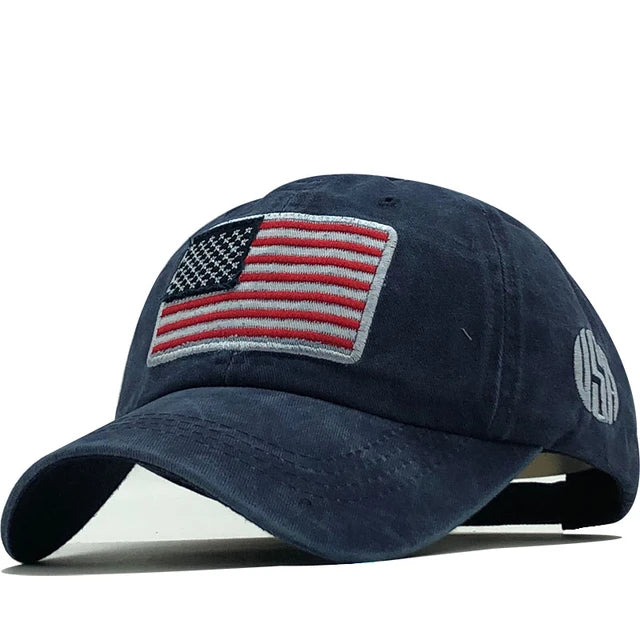 Stars & Stripes Denim Baseball Cap - for Men & Women - Hat Readi Gear