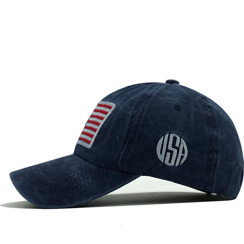 Stars & Stripes Denim Baseball Cap - for Men & Women - Hat Readi Gear