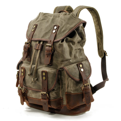 Vintage Waterproof Waxed Canvas Backpack – Travel & Laptop Rucksack - Vintage wax canvas backpack Readi Gear