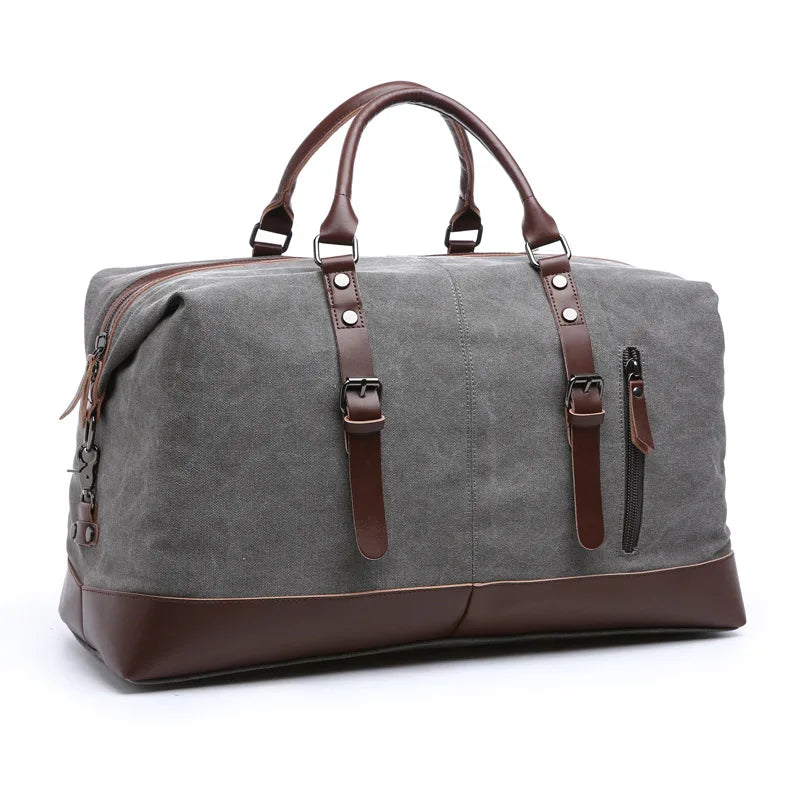 Explorer’s Classic Military Canvas & Leather Duffel Bag 55L - Canvas and Leather Duffel Bag Readi Gear