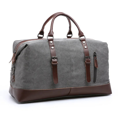 Explorer’s Classic Military Canvas & Leather Duffel Bag 55L - Canvas and Leather Duffel Bag Readi Gear