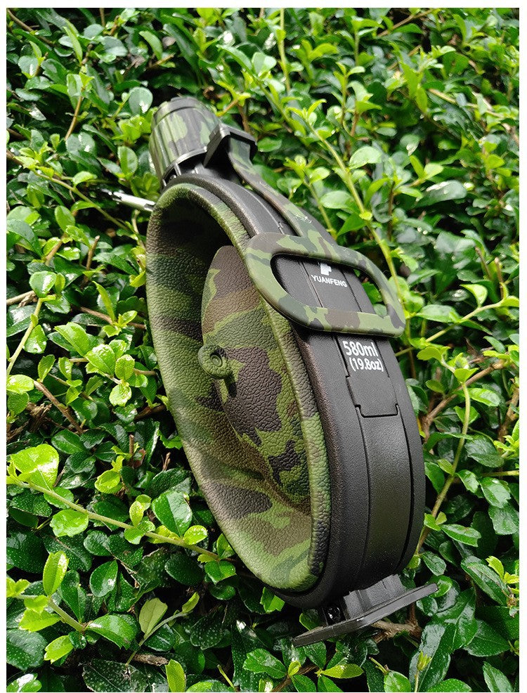 580ML Military Camouflage Water Bottle with Compass - Collapsible & Leakproof - Collapsible Canteen Readi Gear