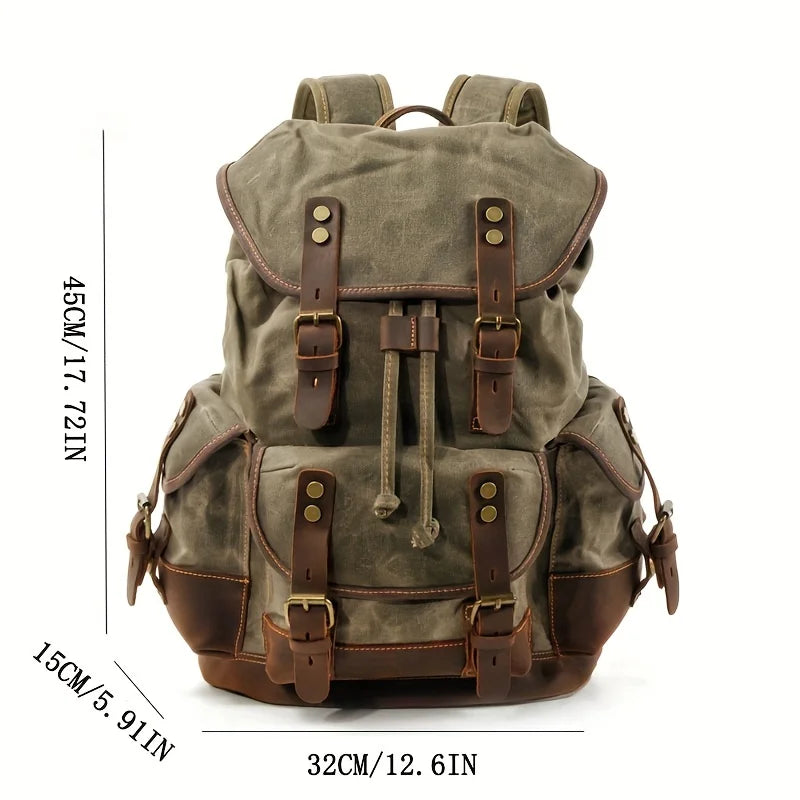 Vintage Waterproof Waxed Canvas Backpack – Travel & Laptop Rucksack - Vintage wax canvas backpack Readi Gear