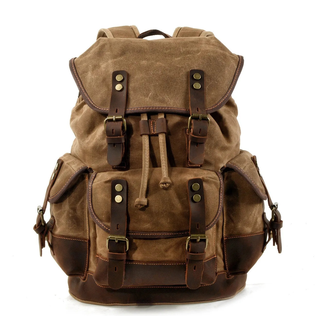 Vintage Waterproof Waxed Canvas Backpack – Travel & Laptop Rucksack - Vintage wax canvas backpack Readi Gear