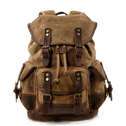 Vintage Waterproof Waxed Canvas Backpack – Travel & Laptop Rucksack - Vintage wax canvas backpack Readi Gear