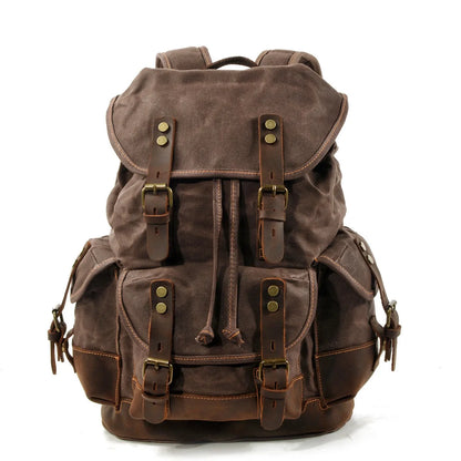 Vintage Waterproof Waxed Canvas Backpack – Travel & Laptop Rucksack - Vintage wax canvas backpack Readi Gear