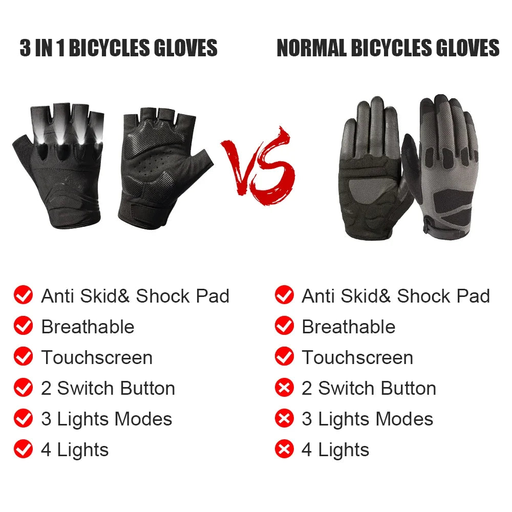 BrightTrail LED Gloves - USB Rechargeable for Cycling, Camping, Fishing - Flashlight gloves Readi Gear
