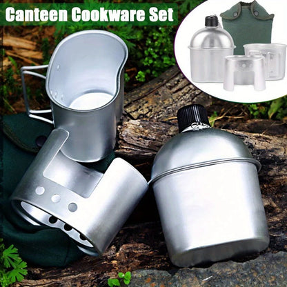 4-in-1 Survival Aluminum Canteen Kit - Water Bottle & Cookware Set - Canteen Set Readi Gear