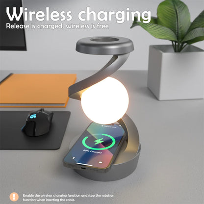 NovaGlow Floating Lamp - Wireless Charging & RGB Night Light - Floating Rotating Lamp w/ phone charger Readi Gear