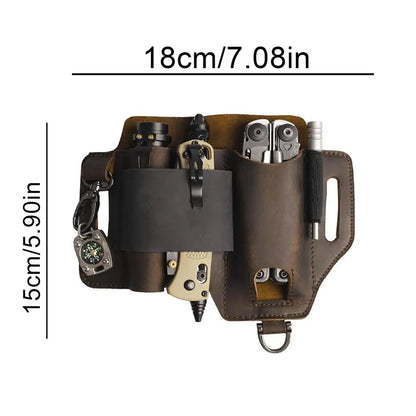 EDC Leather Multitool Organizer - Tactical Belt Sheath Holder - Leather Multitool Organizer Readi Gear