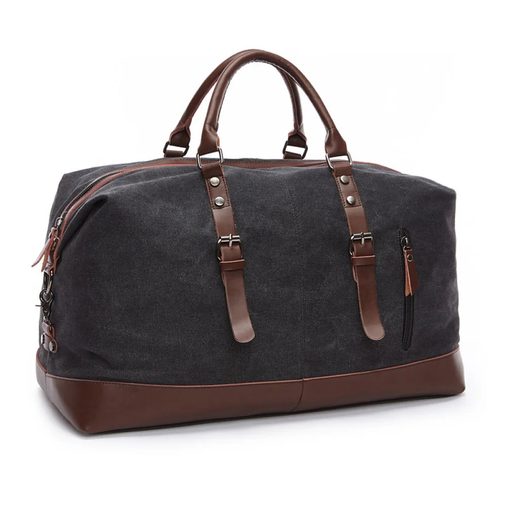 Explorer’s Classic Military Canvas & Leather Duffel Bag 55L - Canvas and Leather Duffel Bag Readi Gear