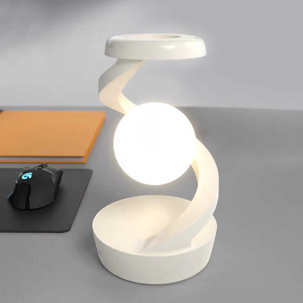 NovaGlow Floating Lamp - Wireless Charging & RGB Night Light - Floating Rotating Lamp w/ phone charger Readi Gear