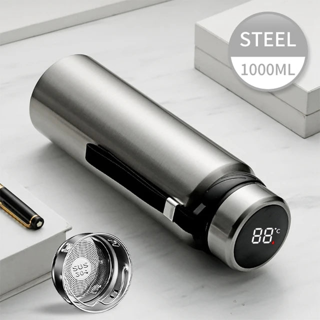 ThermoPro 1L Stainless Steel Bottle with Temperature Display - Smart travel thermos Readi Gear