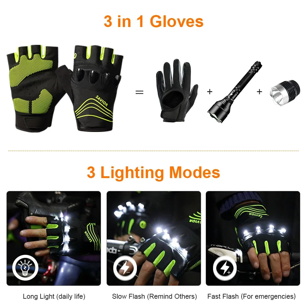 BrightTrail LED Gloves - USB Rechargeable for Cycling, Camping, Fishing - Flashlight gloves Readi Gear
