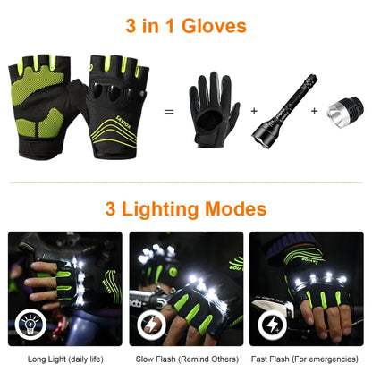 BrightTrail LED Gloves - USB Rechargeable for Cycling, Camping, Fishing - Flashlight gloves Readi Gear
