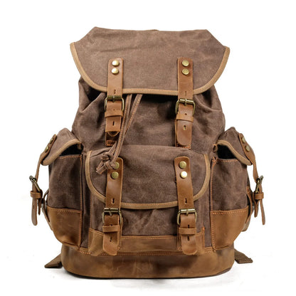 Vintage Waterproof Waxed Canvas Backpack – Travel & Laptop Rucksack - Vintage wax canvas backpack Readi Gear