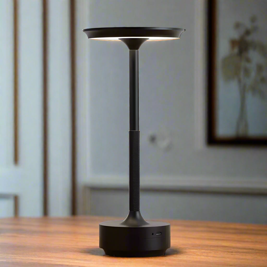 HaloGlow Ambient LED Table Lamp – Rechargeable, Cordless & Dimmable - rustic table lamp Readi Gear