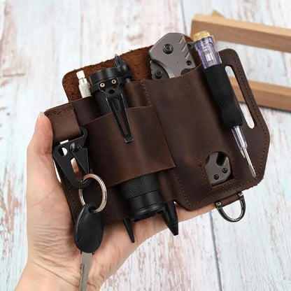 EDC Leather Multitool Organizer - Tactical Belt Sheath Holder - Leather Multitool Organizer Readi Gear