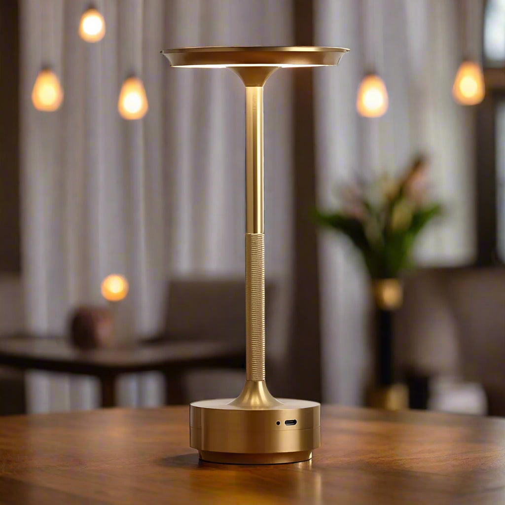 HaloGlow Ambient LED Table Lamp – Rechargeable, Cordless & Dimmable - rustic table lamp Readi Gear