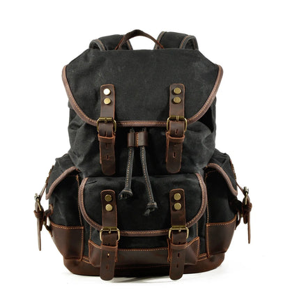 Vintage Waterproof Waxed Canvas Backpack – Travel & Laptop Rucksack - Vintage wax canvas backpack Readi Gear