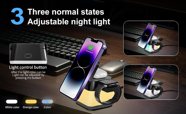 GlowDock 4-in-1 Rotating Magnetic Multi-Device Charging Station - GlowDock 4-in-1 Rotating Magnetic Multi-Device Charging Station Readi Gear