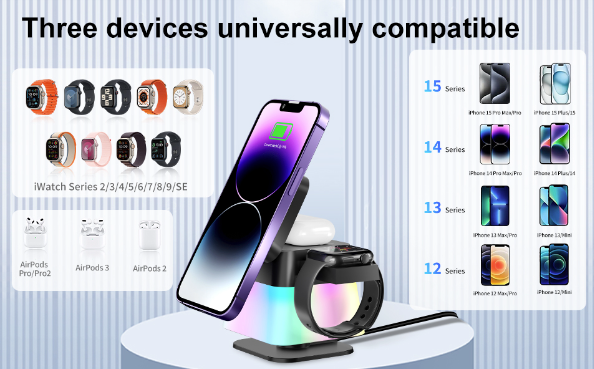 GlowDock 4-in-1 Rotating Magnetic Multi-Device Charging Station - GlowDock 4-in-1 Rotating Magnetic Multi-Device Charging Station Readi Gear