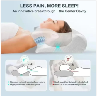 OrthoSleep Memory Foam Neck Pillow – Cervical Support for Pain Relief